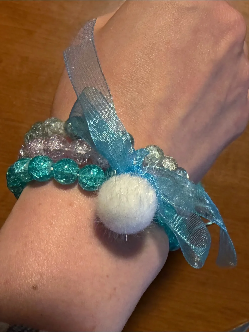 Sparkle Bead Bracelet Set - Turquoise, Lavender, Silver, Handmade.